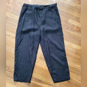 Quince Large 100% Organic‎ Linen Pants Pockets Elastic Waist Belt Loops Black